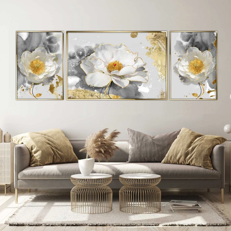 تابلو آتریسا طرح گل مدرن مدل AT00634 مجموعه 3 عددی