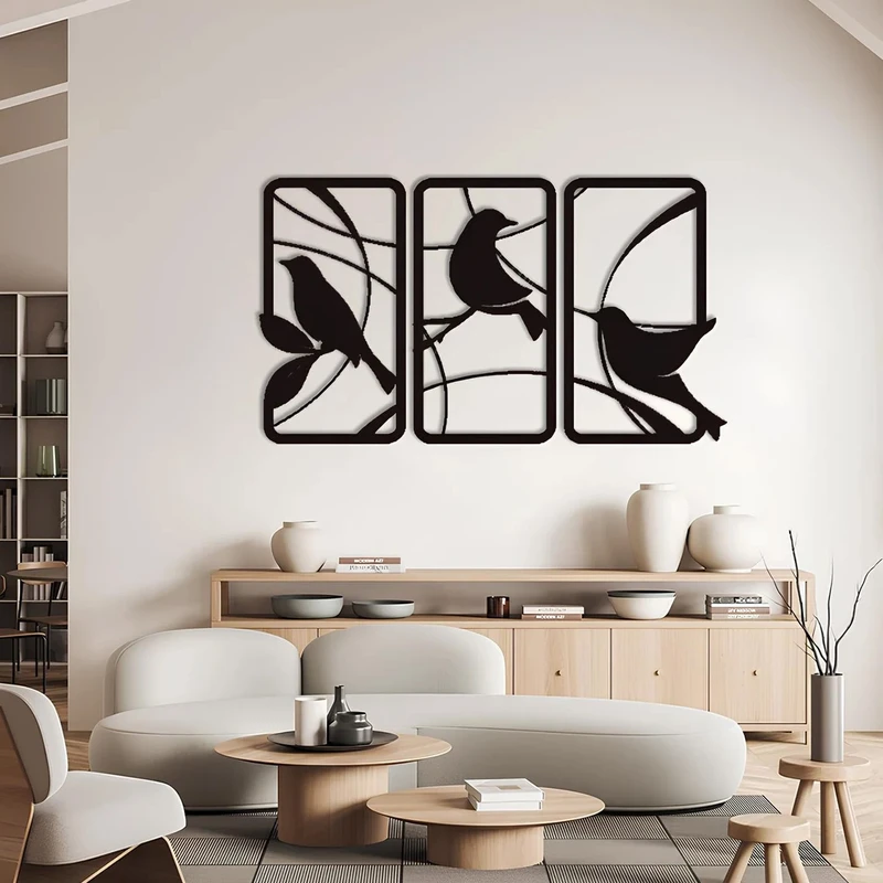دیوارکوب مدل چوبی پرنده کد T64-1 مجموعه سه عددی