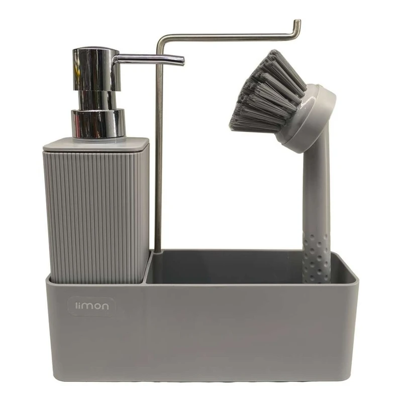 پمپ مایع ظرفشویی رومیزی لیمون مدل استند دار همراه فرچه کد HS2125