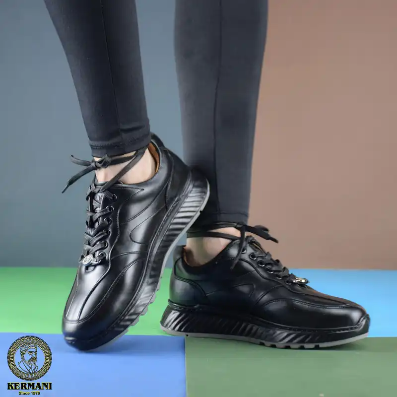 کفش روزمره زنانه کرمانی مدل چرم دستدوز طبیعی کد 516 رنگ مشکی