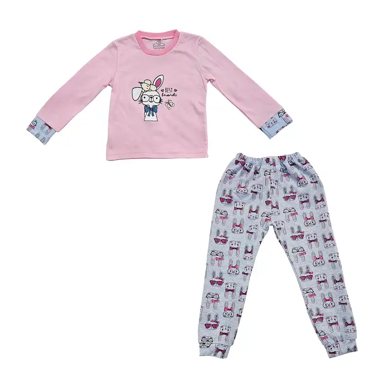 ست تی شرت آستین بلند و شلوار بچگانه سپیدپوش مدل خرگوش کد 140213