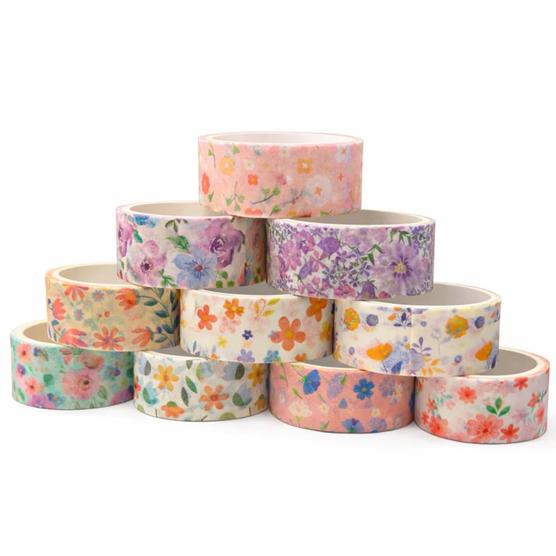 چسب کاغذی مدل واشی گل عرض 2.5 سانتی متر بسته 10 عددی