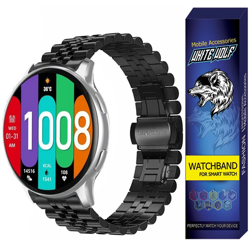 بند وایت ولف مدل WB-5Bead مناسب برای ساعت هوشمند گلوریمی GR1 / 22mm