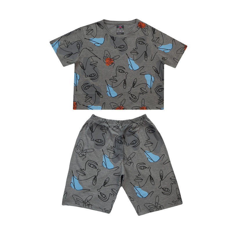 ست تاپ و شلوارک زنانه هلکاپاژ مدل رخ