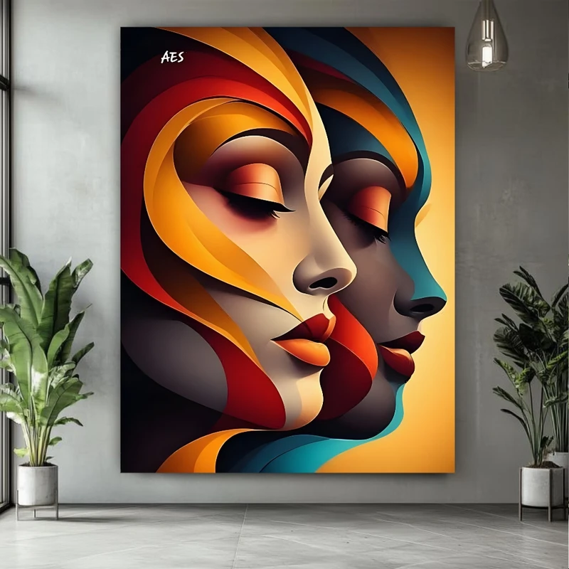 پوستر طرح  مدرن مدل پرتره دونفره رنگی کد BK57640