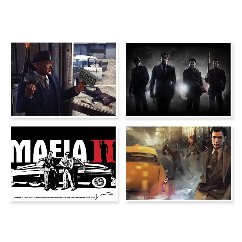 پوستر طرح بازی مافیا 2 کد A-1657 مجموعه 4 عددی