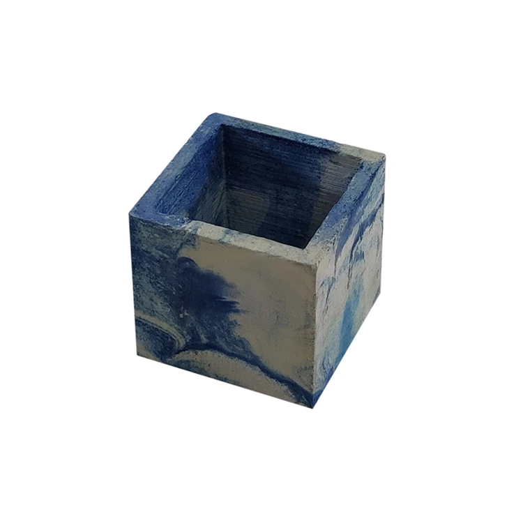 گلدان سنگی طرح 4 ضلعی رگه دار کد R-209