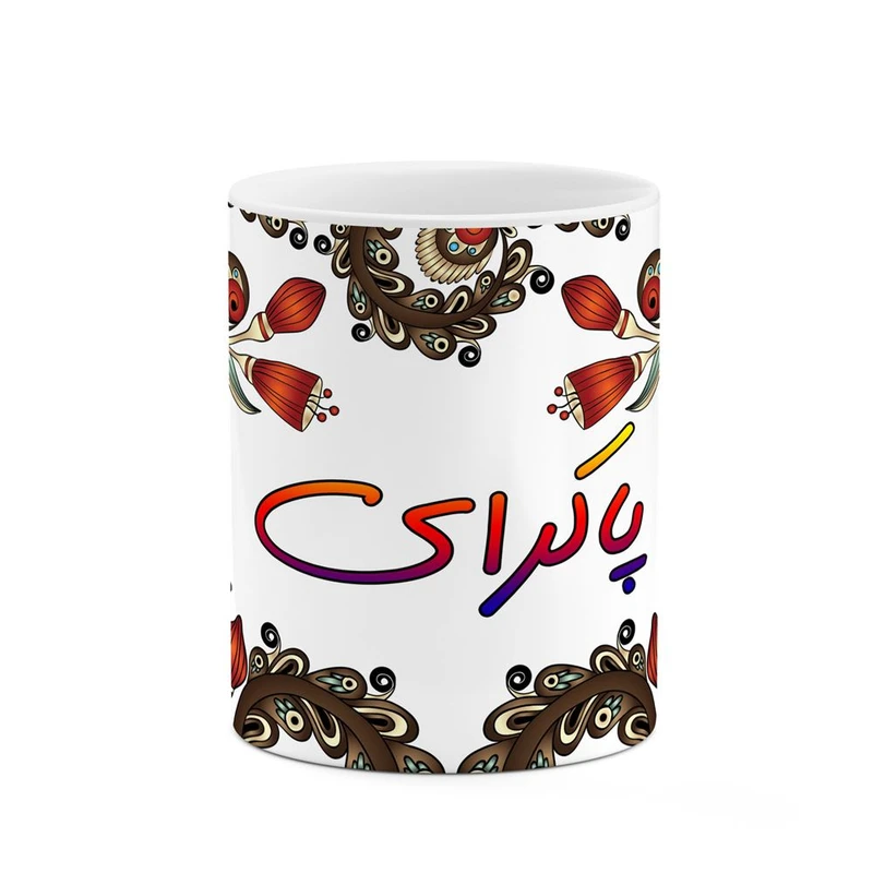 ماگ کاکتی مدل اسم پاکرای طرح سنتی گل و بته کد mgh44330