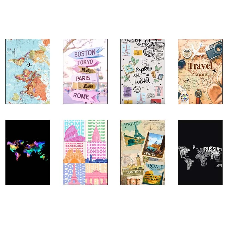 پوستر کارنيکا طرح سفر Travel کد 48733 مجموعه 8 عددی