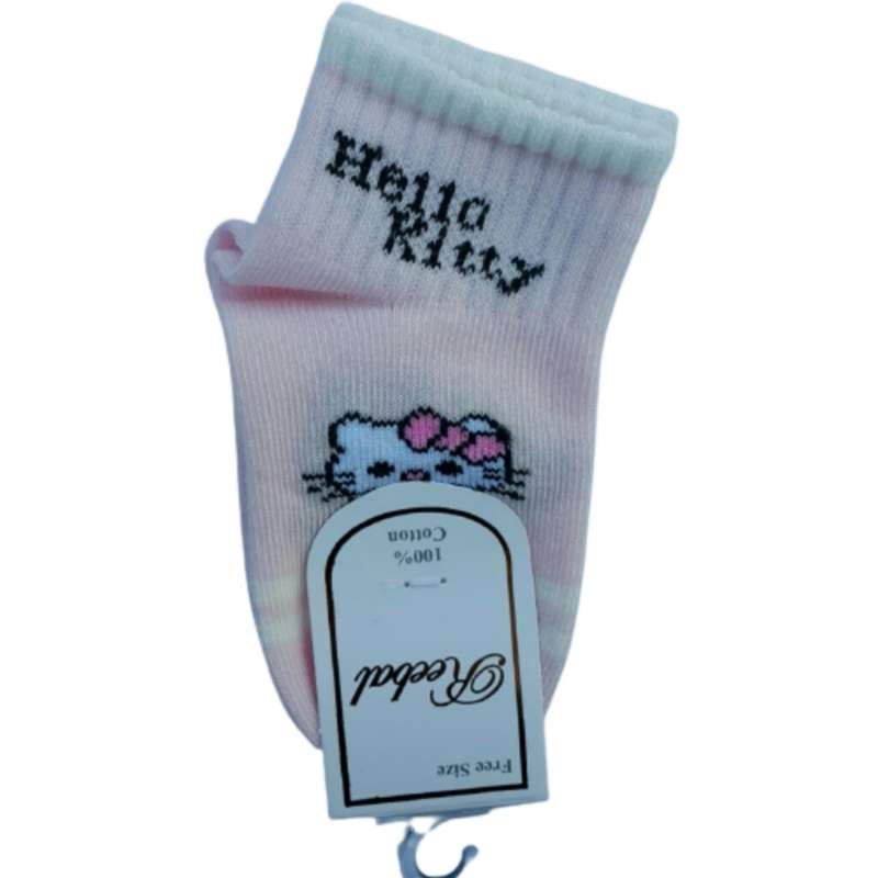 جوراب دخترانه مدل نیم ساق کش طرح کیتی ha10012