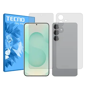 Tecno Resistant model transparent screen protector suitable for Samsung Galaxy S25 Plus mobile phone along with the back of the phone