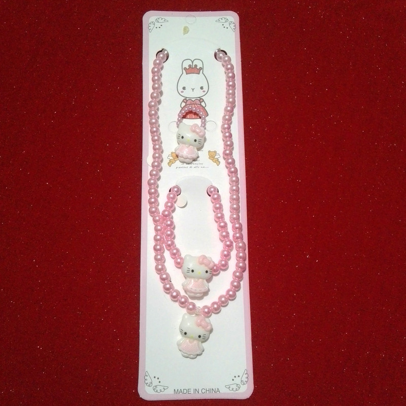 نیم ست دخترانه مدل مروارید کشی طرح کیتی کد 301