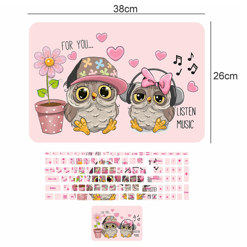 استیکر لپ تاپ مدل OWL-02 مناسب برای لپ تاپ 17 اینچ به همراه برچسب حروف فارسی کیبورد 1