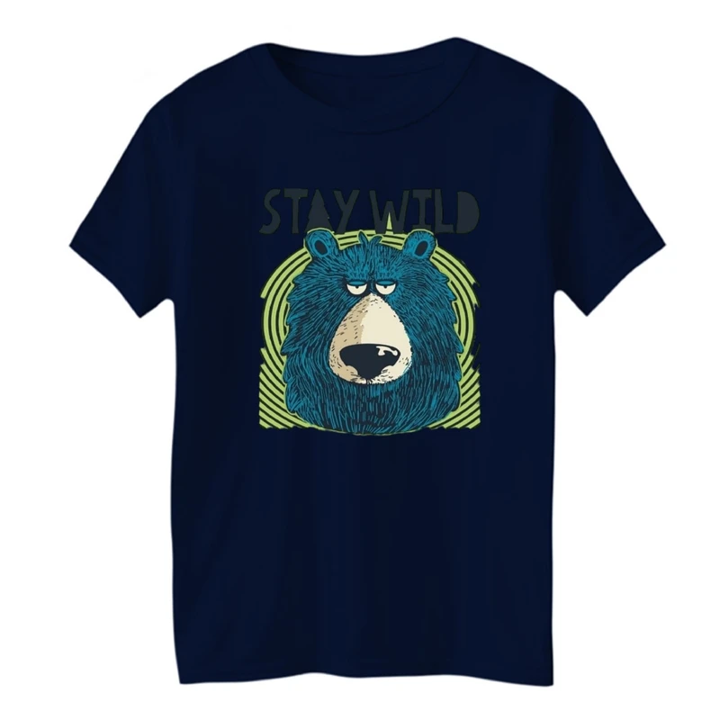 تی شرت آستین کوتاه یقه گرد بچگانه مدل خرس وحشی