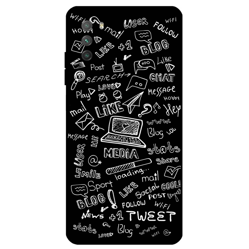 کاور مگافون طرح رسانه های اجتماعی مدل 1898 مناسب برای گوشی موبایل شیائومی Poco M3