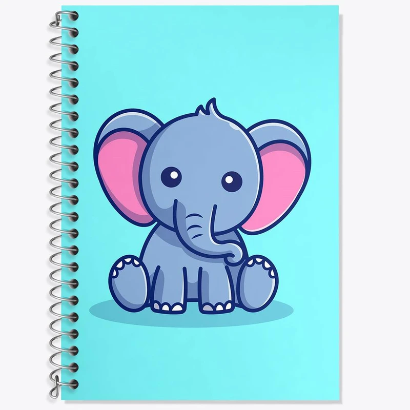 دفتر زبان 50 برگ خندالو مدل دو خط طرح حیوانات بامزه فیل کد 29634