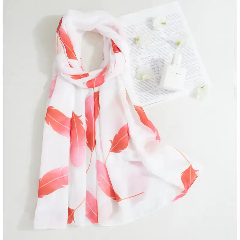 شال زنانه مدل تابستونی نخی طرح پر فلامینگو کد ana-2069