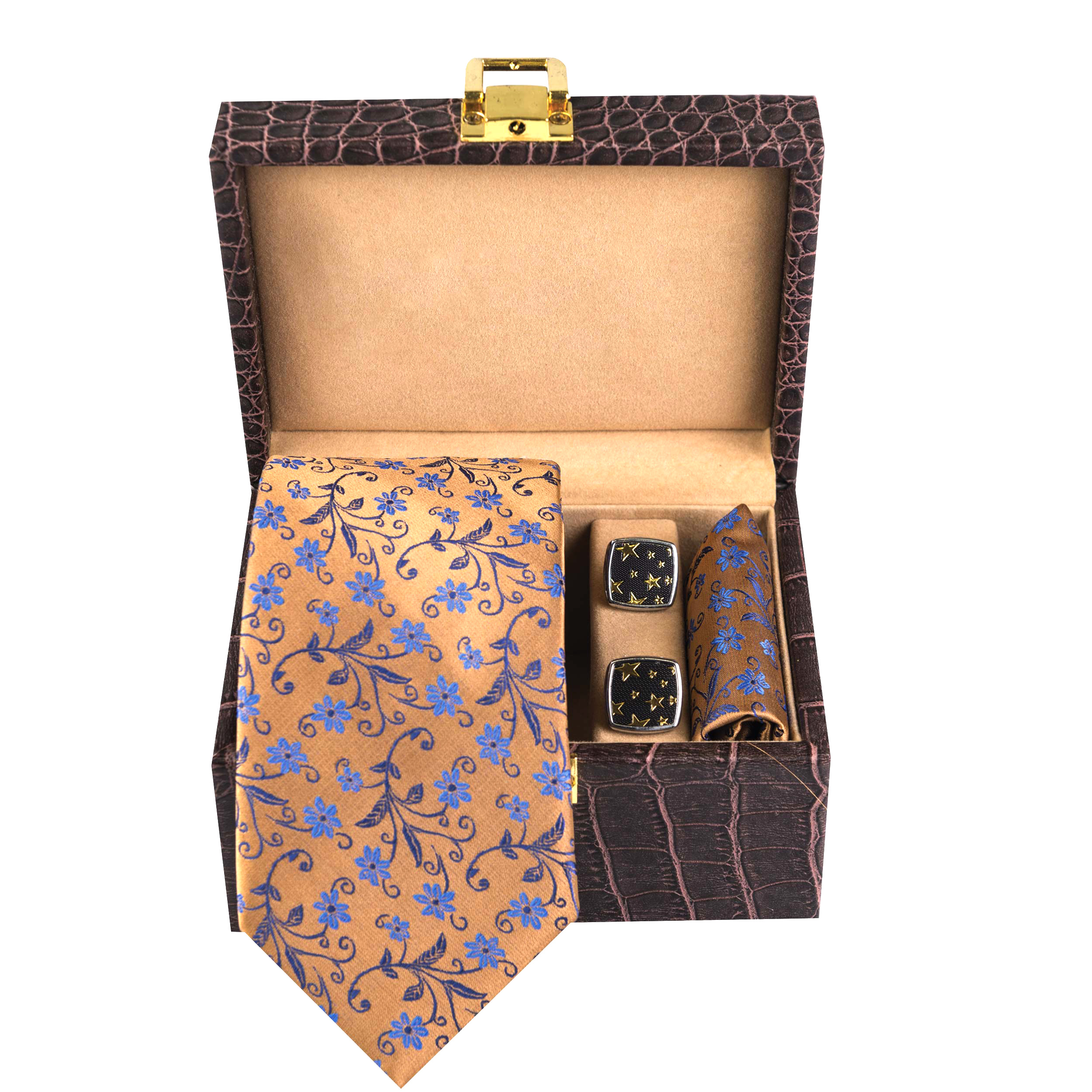 ست کراوات و دستمال جیب و دکمه سردست مردانه مدل GF-F1290-OR