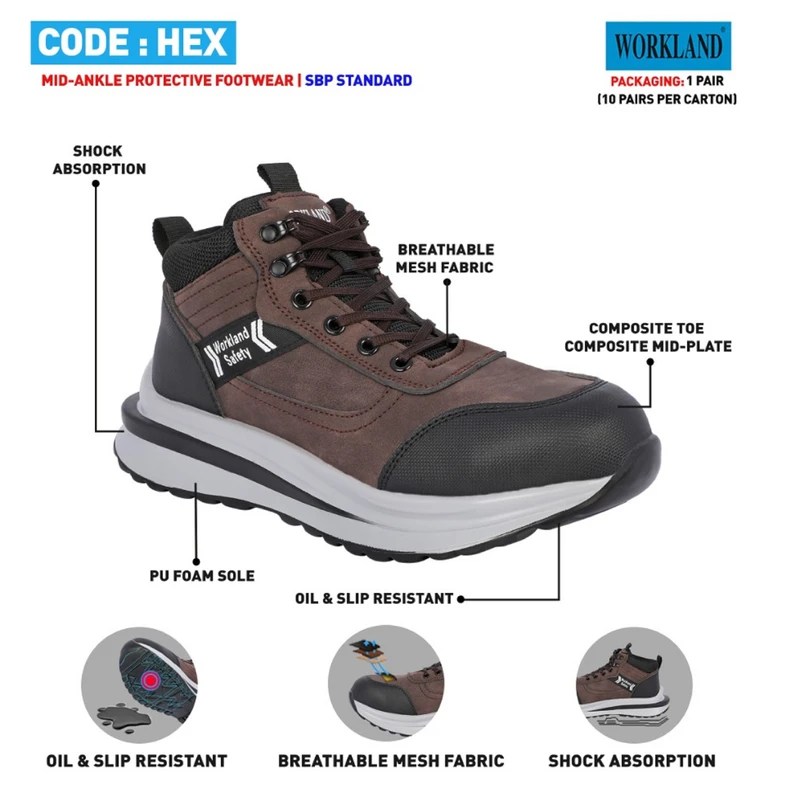 عکس شماره 2 : کفش ایمنی ورک لند مدل مهندسی اسپرت کد hex رنگ شکلاتی