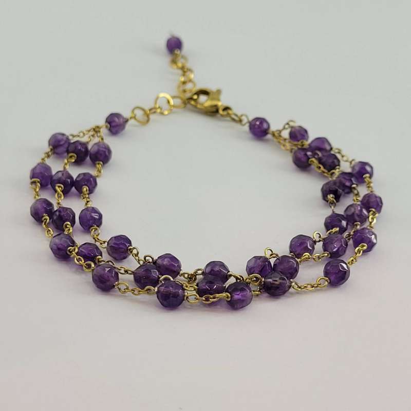 دستبند زنانه مدل آمیتیست کد a369 دستبند زنانه مدل آمیتیست کد a369