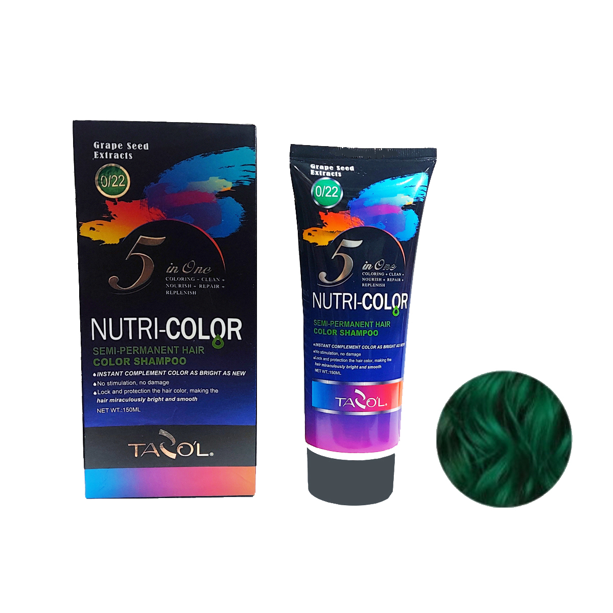 شامپو رنگ تازولاف مدل NUTRI-COLOR حجم 150  میلی لیتر رنگ سبز