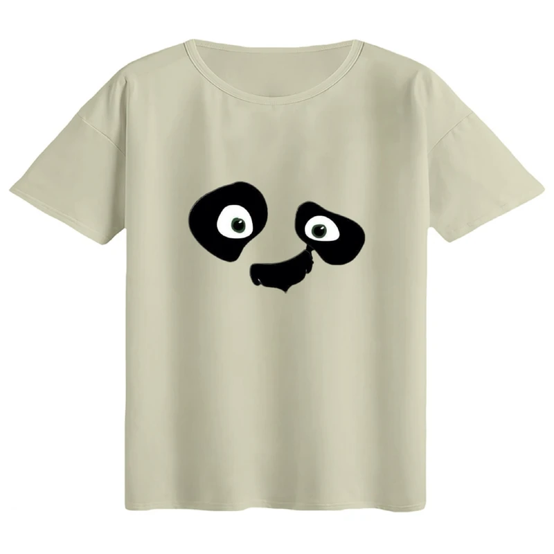 تی‌شرت اورسایز آستین کوتاه زنانه مدل باکسی طرح پاندای کونگ فو کار