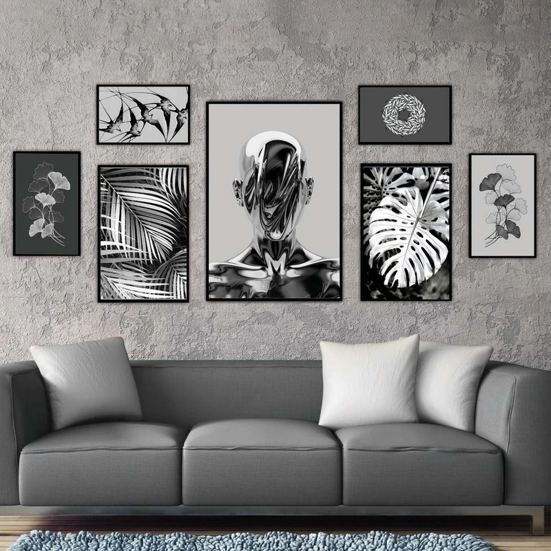 تابلو بکلیت طرح چهره و برگ انجیری مدل B-2199 مجموعه 7 عددی