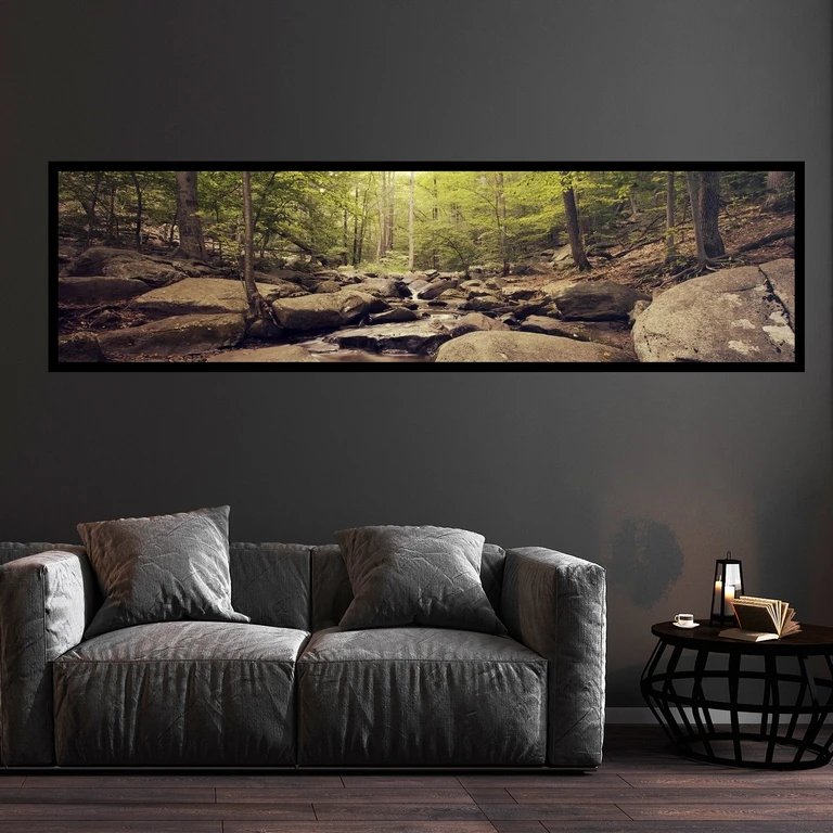 تابلو بکلیت طرح منظره جنگل و چشمه آب مدل کشیده B-7625