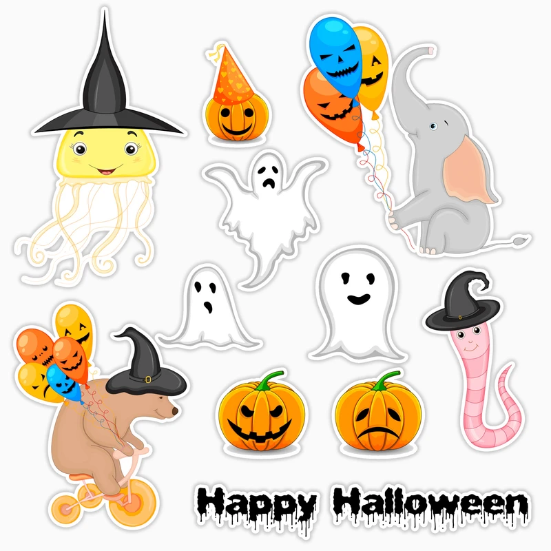 استیکر لپ تاپ و موبایل بووم طرح هالووین کد MR199 مجموعه 12 عددی