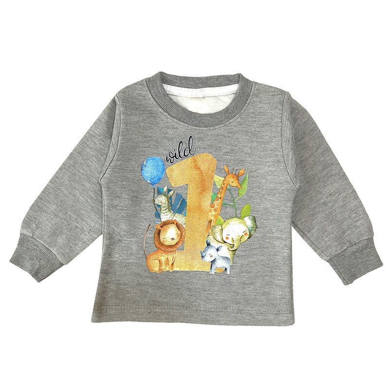 ست تی شرت و شلوار پسرانه مدل جنگل حیوانات کد 3554 رنگ طوسی