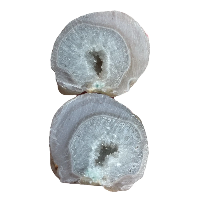 سنگ راف عقیق مدل توپی ژئود کوارتز کد 008 بسته دو عددی