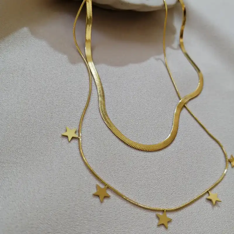 گردنبند زنانه مدل دولاین ماری و ستاره ST 220