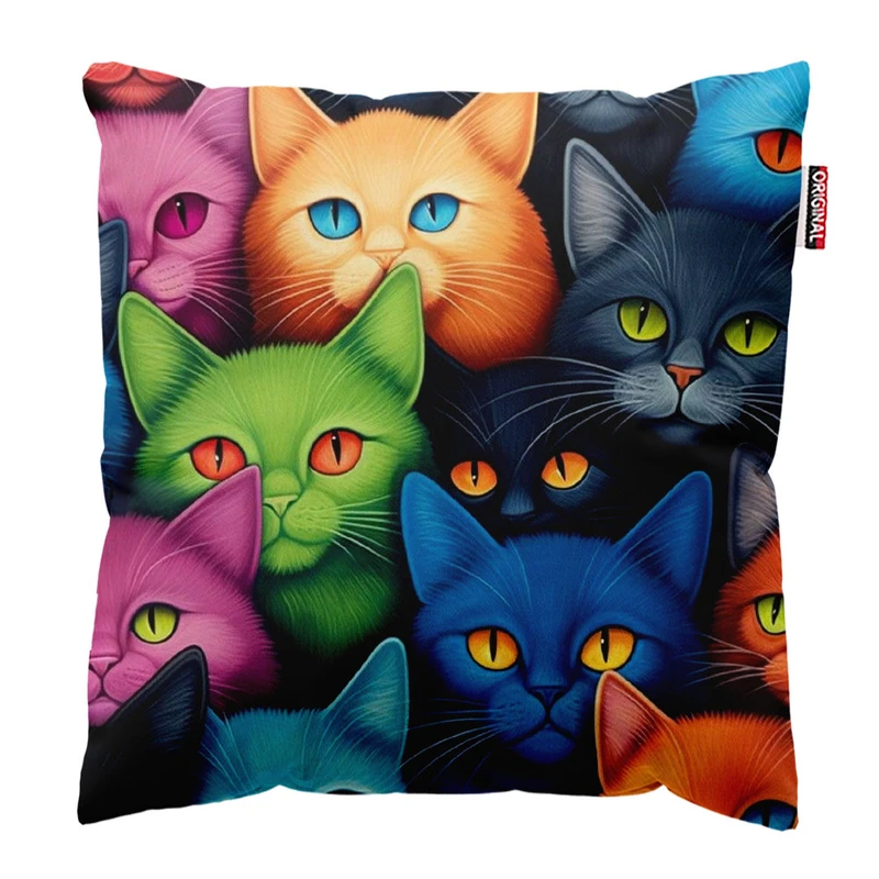 کوسن پاد آفرین طرح گربه بهای بامزه کد 2220 سایز 30*30 سانتی متر