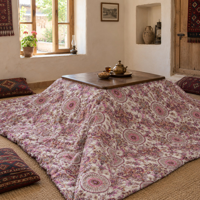 لحاف کرسی اسپی توره مدل دورهمی کد ET - 456 سایز 350*350 سانتی متر