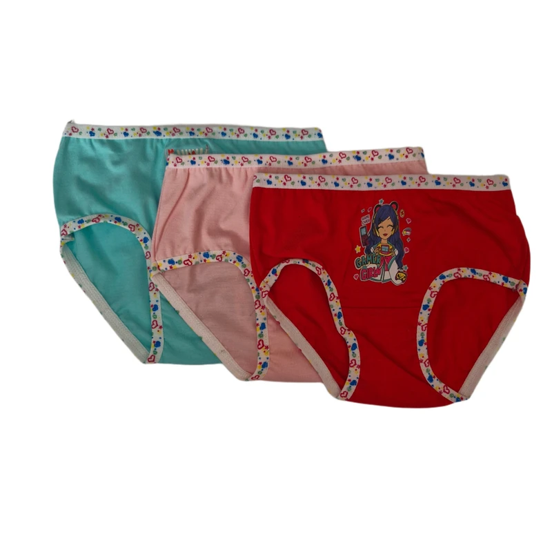 شورت اسلیپ دخترانه مدل چاپی عروسکی کد 323  مجموعه 3 عددی