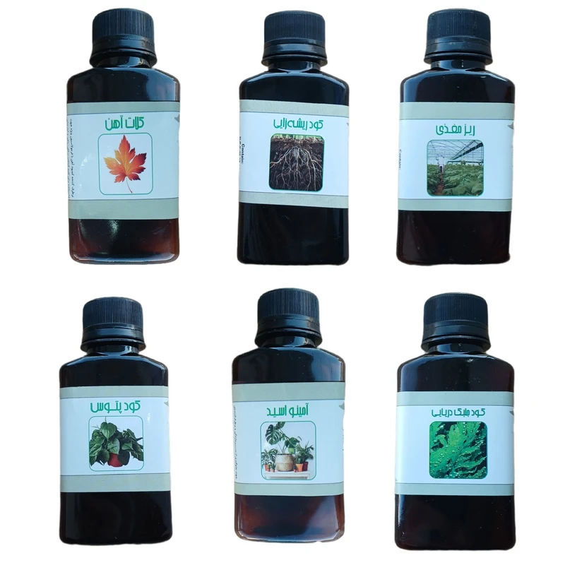 کود مایع فسفر ریشه زایی 10-52-10 و کلات آهن و ریز مغذی و امینواسید و کود پتوس و جلبک دریایی مدل life drop حجم 120 میلی لیتر