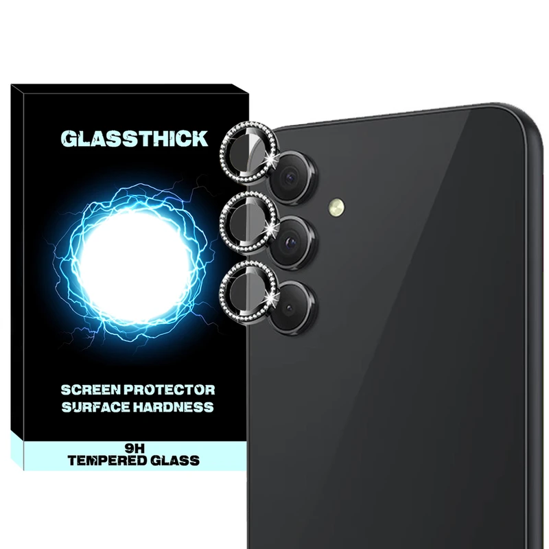 محافظ لنز دوربین گلستیک مدل Ring Metal Diamond مناسب برای گوشی موبایل سامسونگ Galaxy A54 5G