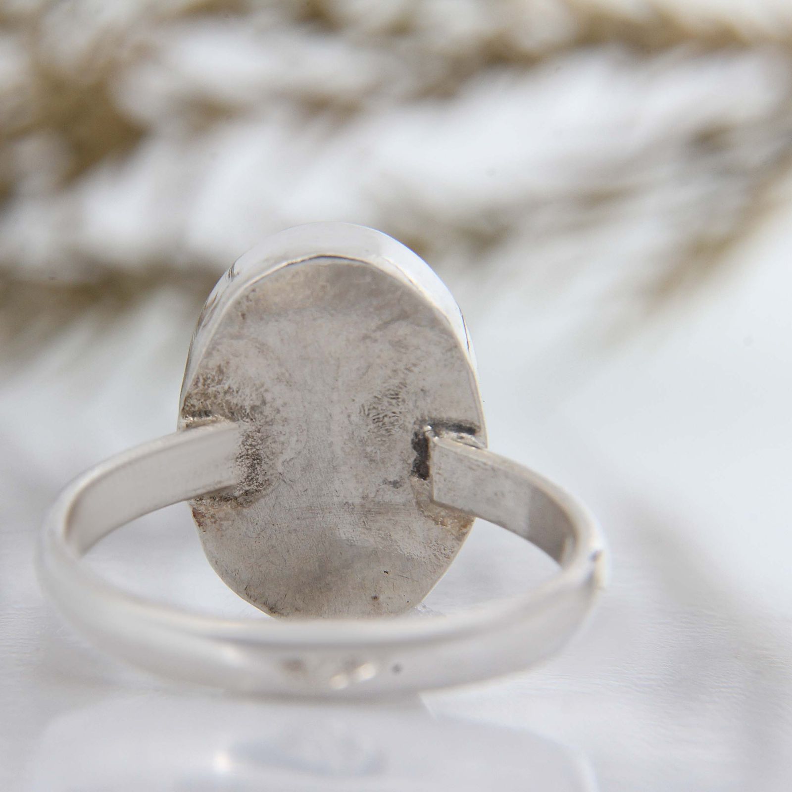 انگشتر نقره زنانه مدل رکاب پشت بسته حرز دار سنگ عقیق کد AW_700 -  - 6