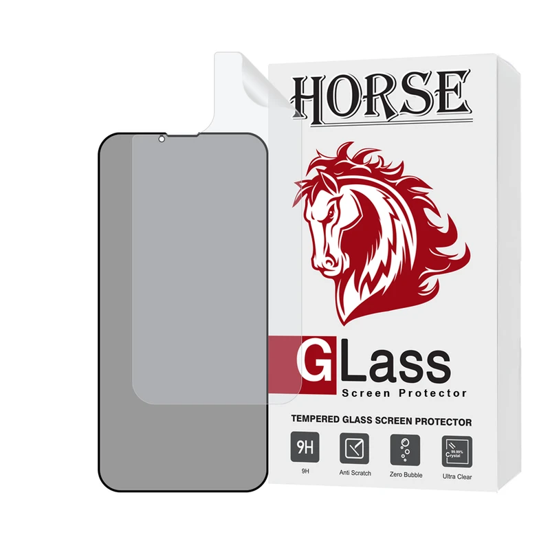 محافظ صفحه نمایش حریم شخصی هورس مدل FULLPRIVNANOH مناسب برای گوشی موبایل اپل iPhone 13 به همراه محافظ پشت گوشی