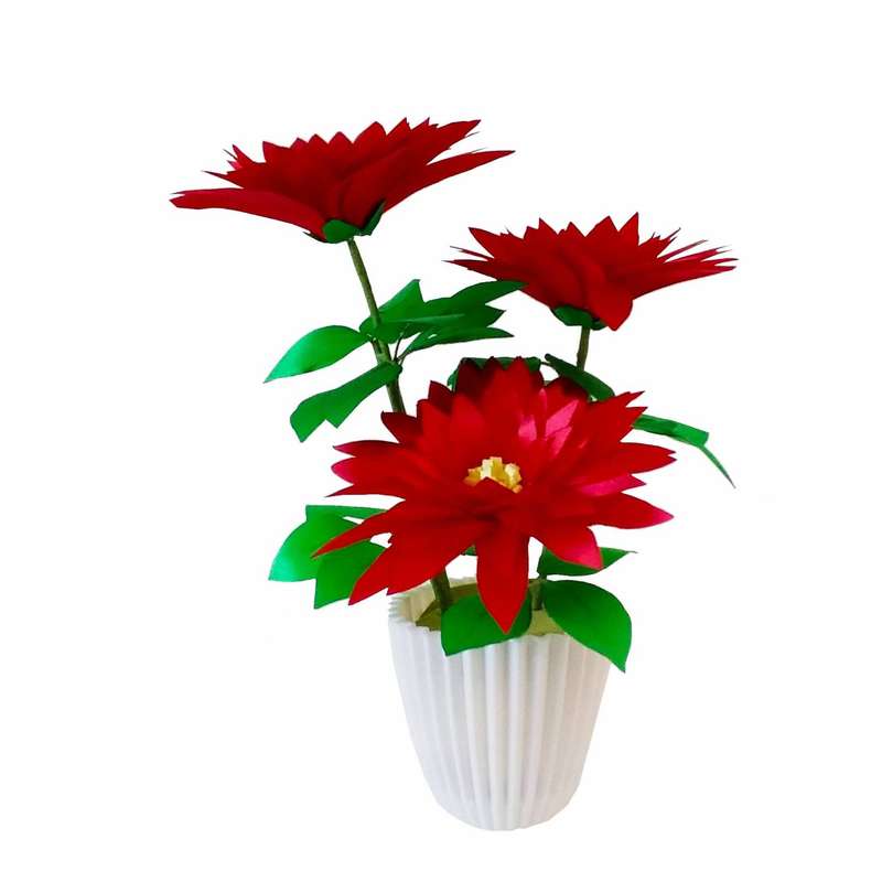 گلدان به همراه گل مصنوعی مدل ربان