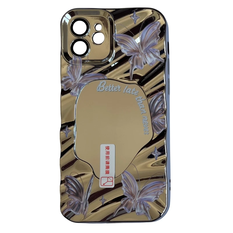 کاور مدل آینه ای طرح پروانه کد 399 مناسب برای گوشی موبایل اپل iPhone 12