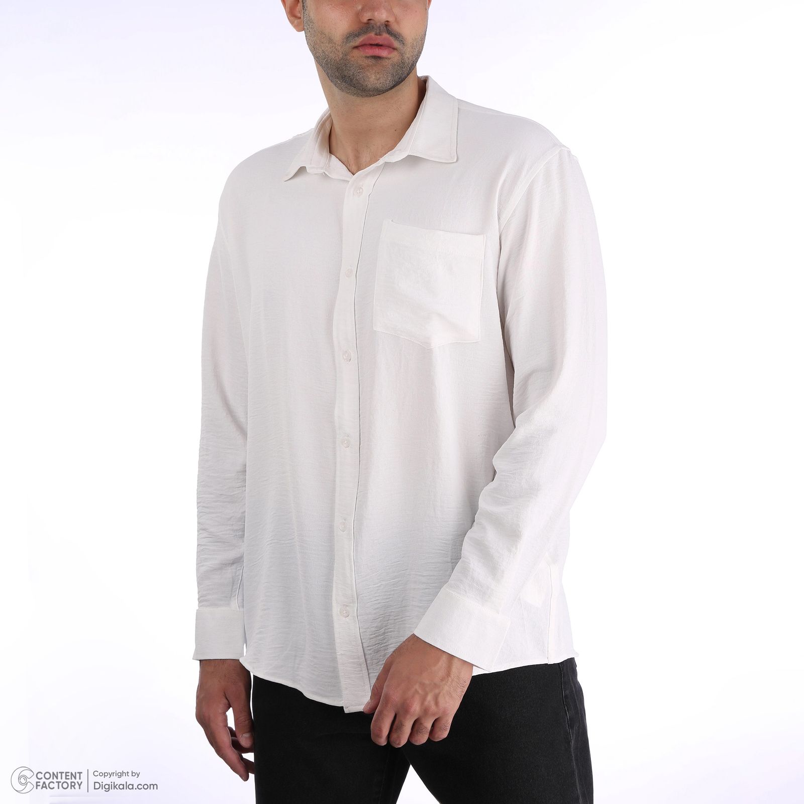 پیراهن آستین بلند مردانه ایزی دو مدل زانیار رنگ سفید -  - 8