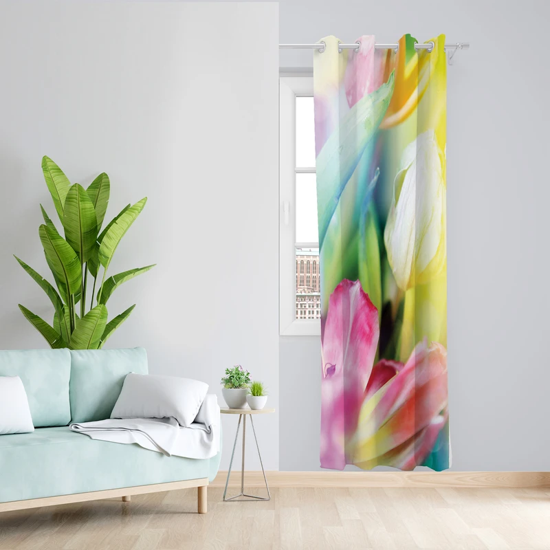 پرده طرح گلبرگ مدل مخمل پانچی کد L 446_R Z سایز 140x200 سانتی متر