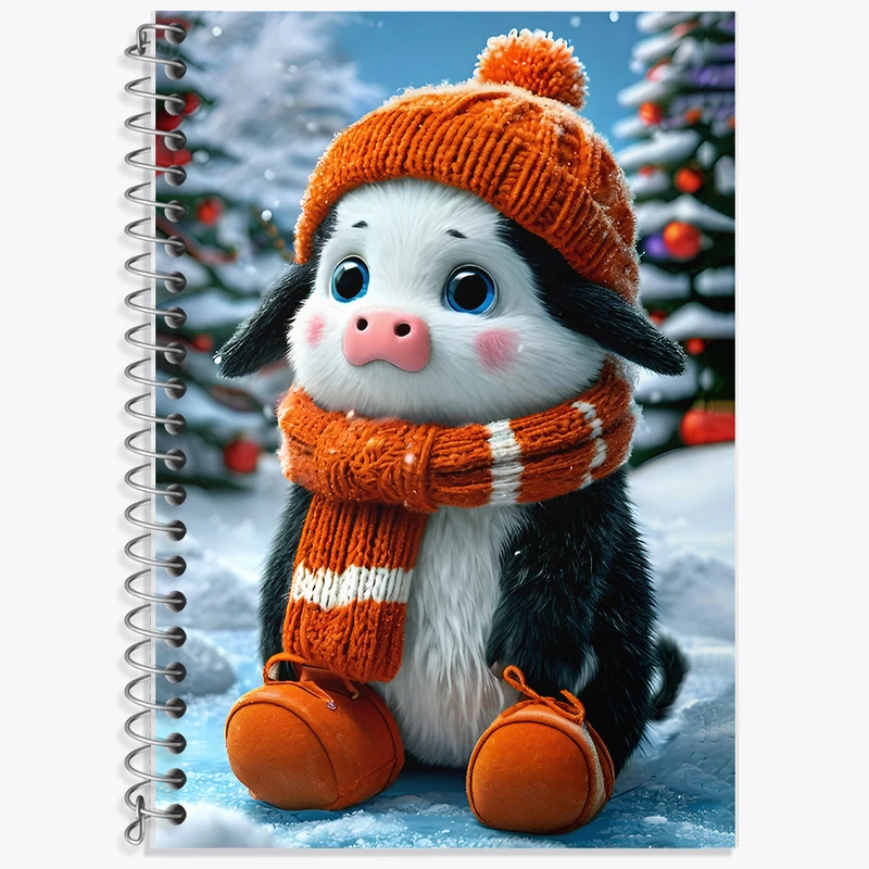 دفتر زبان 50 برگ خندالو مدل سه خط طرح گوساله ی بامزه کد F8126