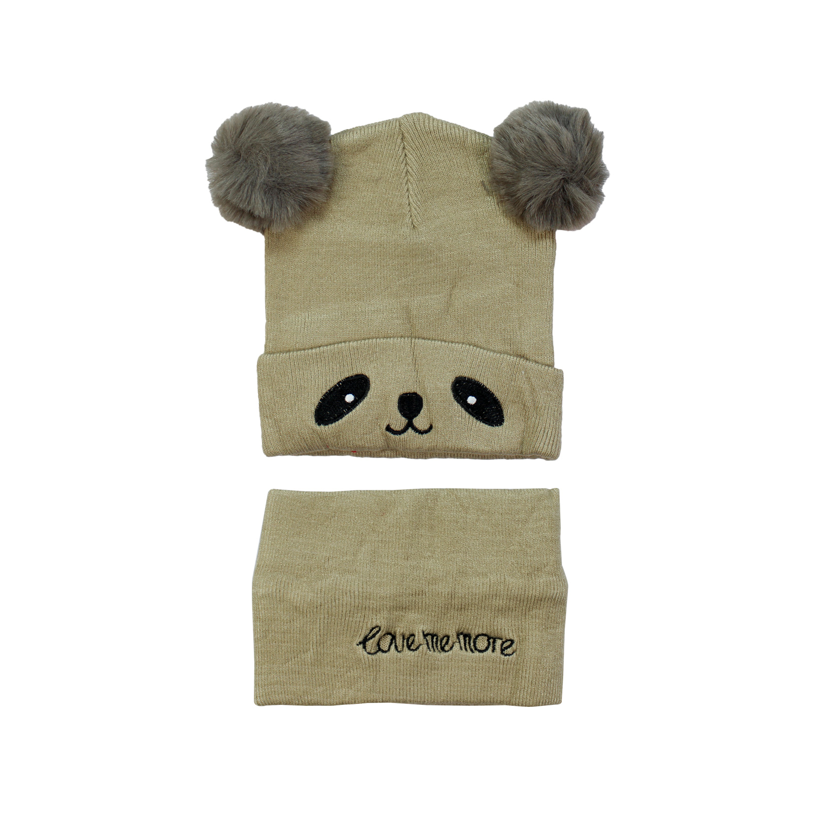ست کلاه و شال گردن بافتنی نوزادی مدل pom bear-C