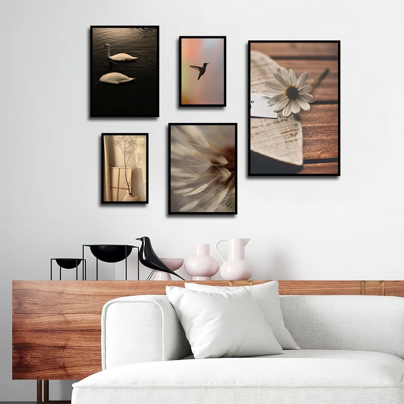 تابلو بکلیت طرح طبیعت و دریا مدل شاین اکلیلی B-2407 مجموعه 5 عددی