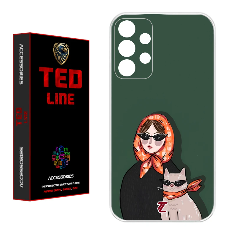 کاور تدلاین طرح دختر و گربه کد 1143 مناسب برای گوشی موبایل سامسونگ Galaxy A53