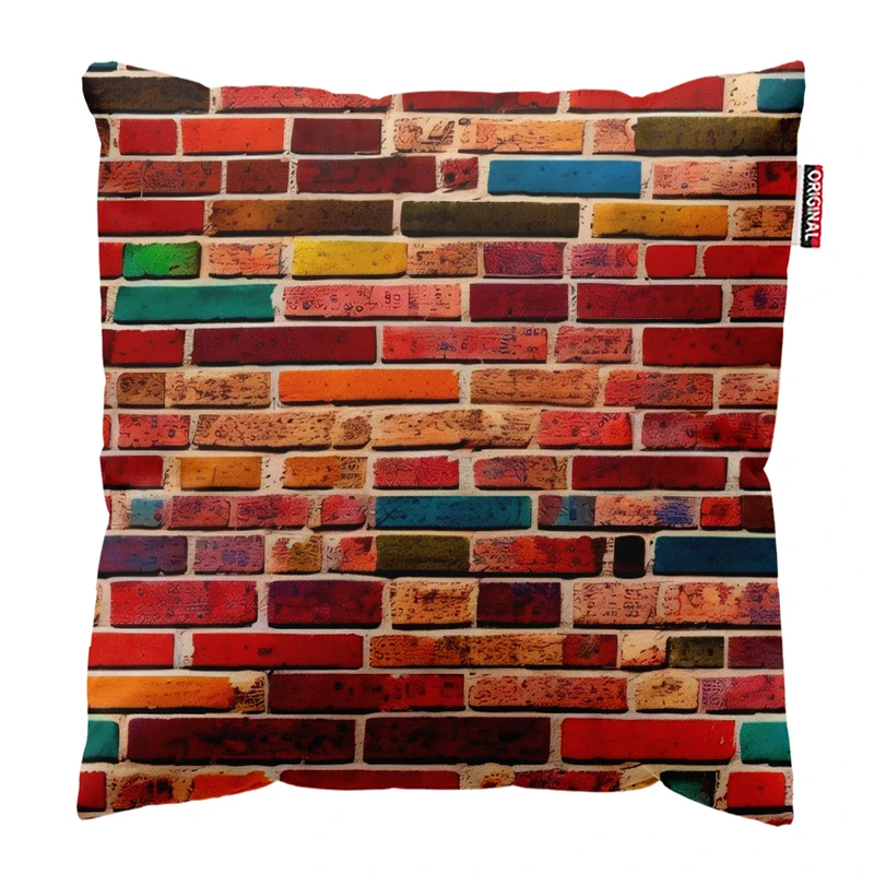 کوسن پاد آفرین طرح دیوار آجری کد 3575 سایز 30*30 سانتی متر