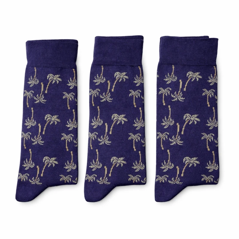 جوراب ساق بلند مردانه مدل نخل بسته 3 عددی