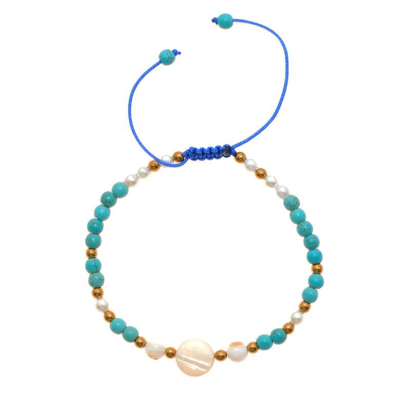 دستبند زنانه دلنار گالری مدل فیروزه و صدف ظریف